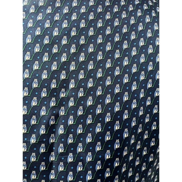 Hermes Mens Suit Vest Blue White 100% Silk Owls Novelty France US 38 Eur 48 - Picture 11 of 12